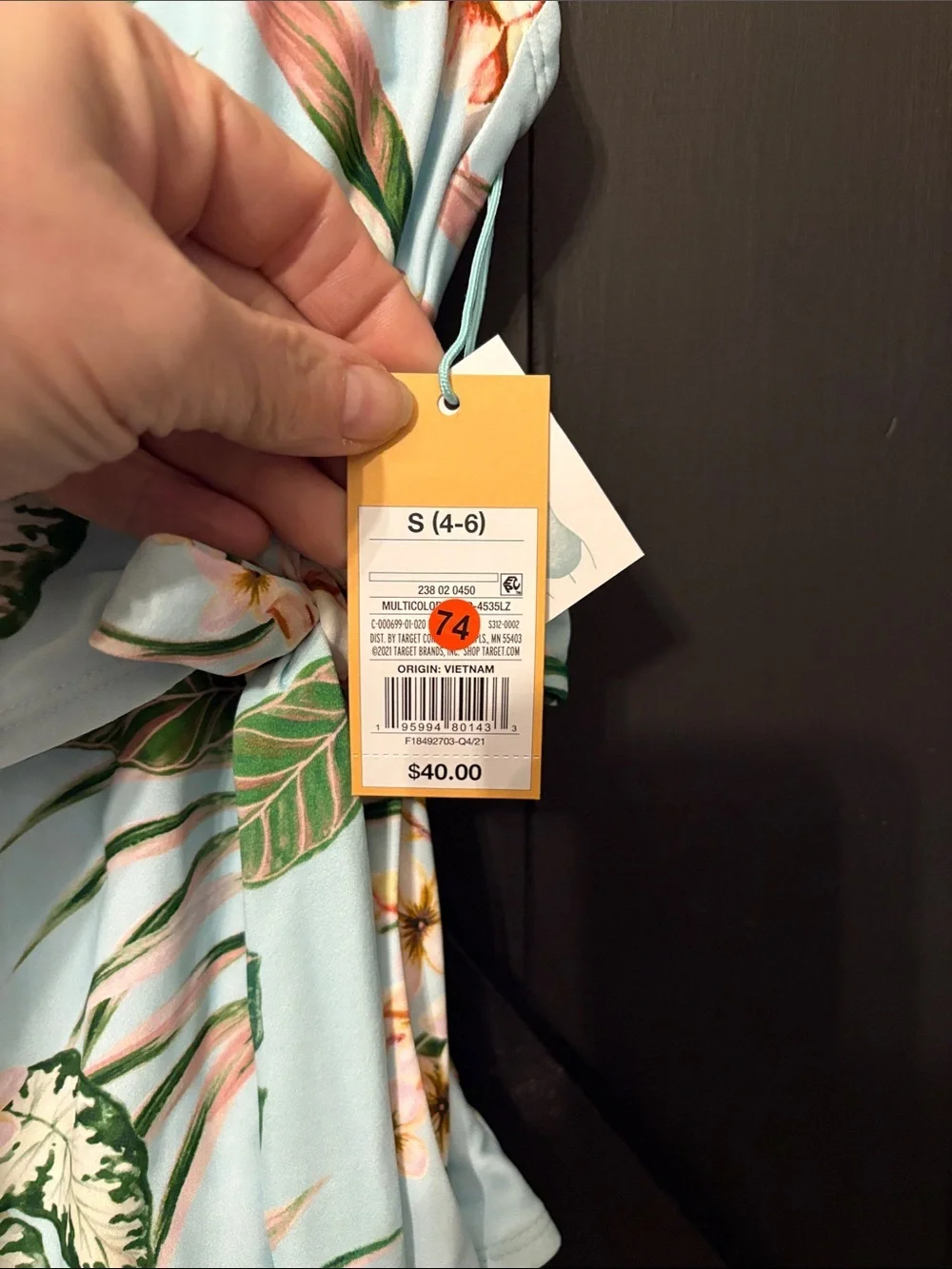 Kona Sol Light Blue Tropical Floral One-Piece Swimsuit